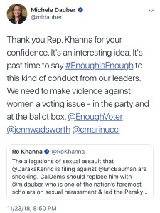 Deleted Tweet by Michele Dauber. Provided by Twitter.