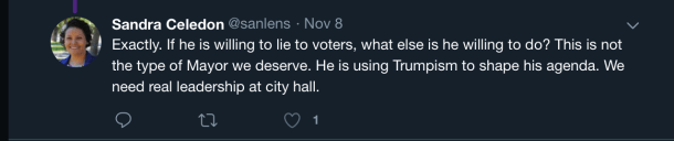 Screenshot from Sandra Celedon's Twitter account. Provided by Twitter.