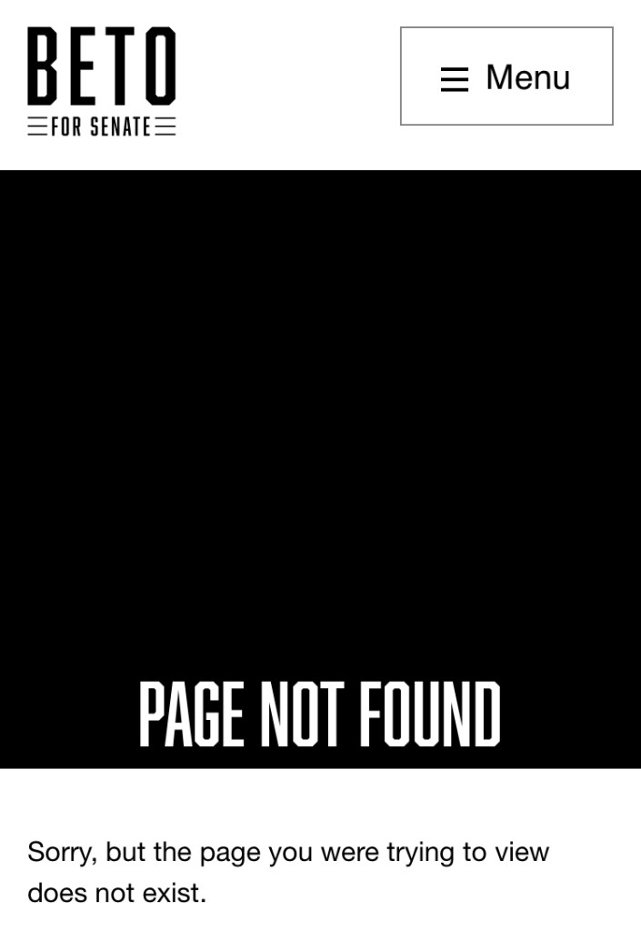 Beto O'Rourke's Current Issues Page From His Official Website.