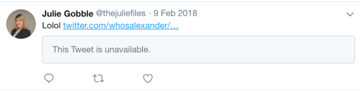 Julie Gobble Deleted Twitter Account Courtesy of Google Cache